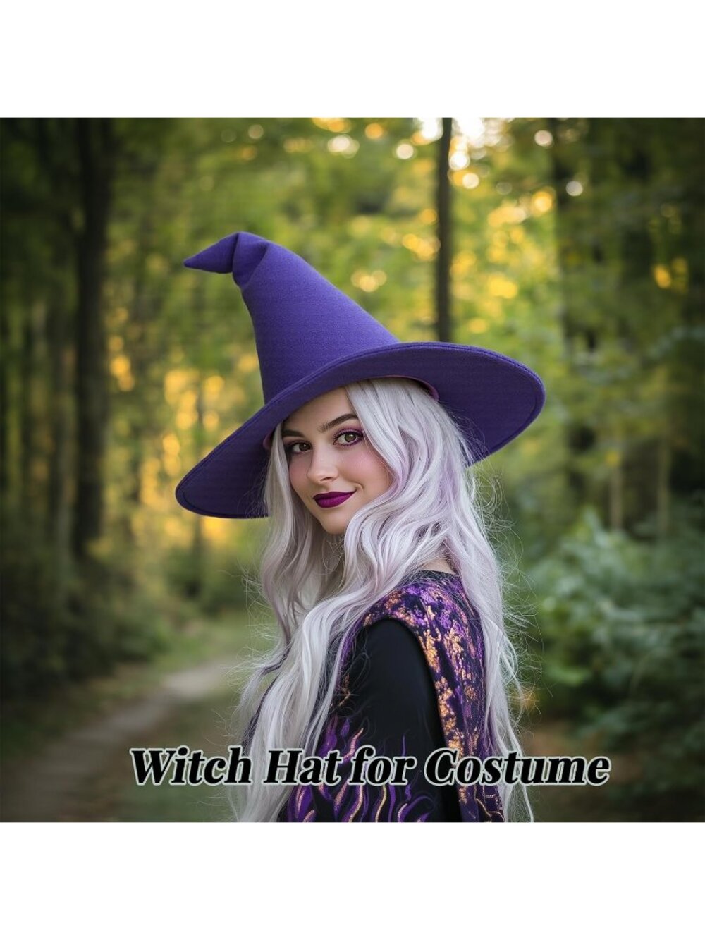 🎃Unisex Purple Cosplay Accessories Christmas Masquerade Carnivals Witch Hat - Picture 5 of 7